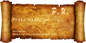Pritz Uljána névjegykártya